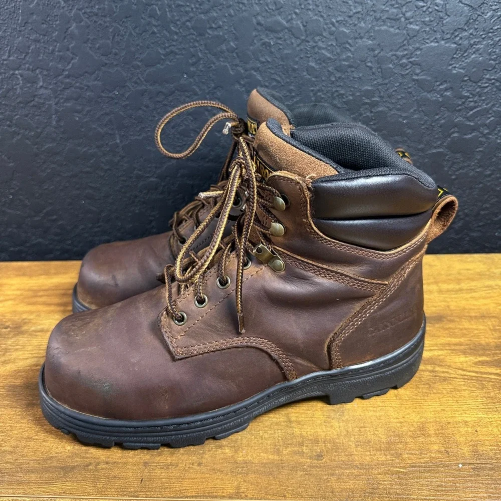 Carolina CA3527 Brown Leather Steel Toe Met Guard Work Boots Mens 10 2E Wide